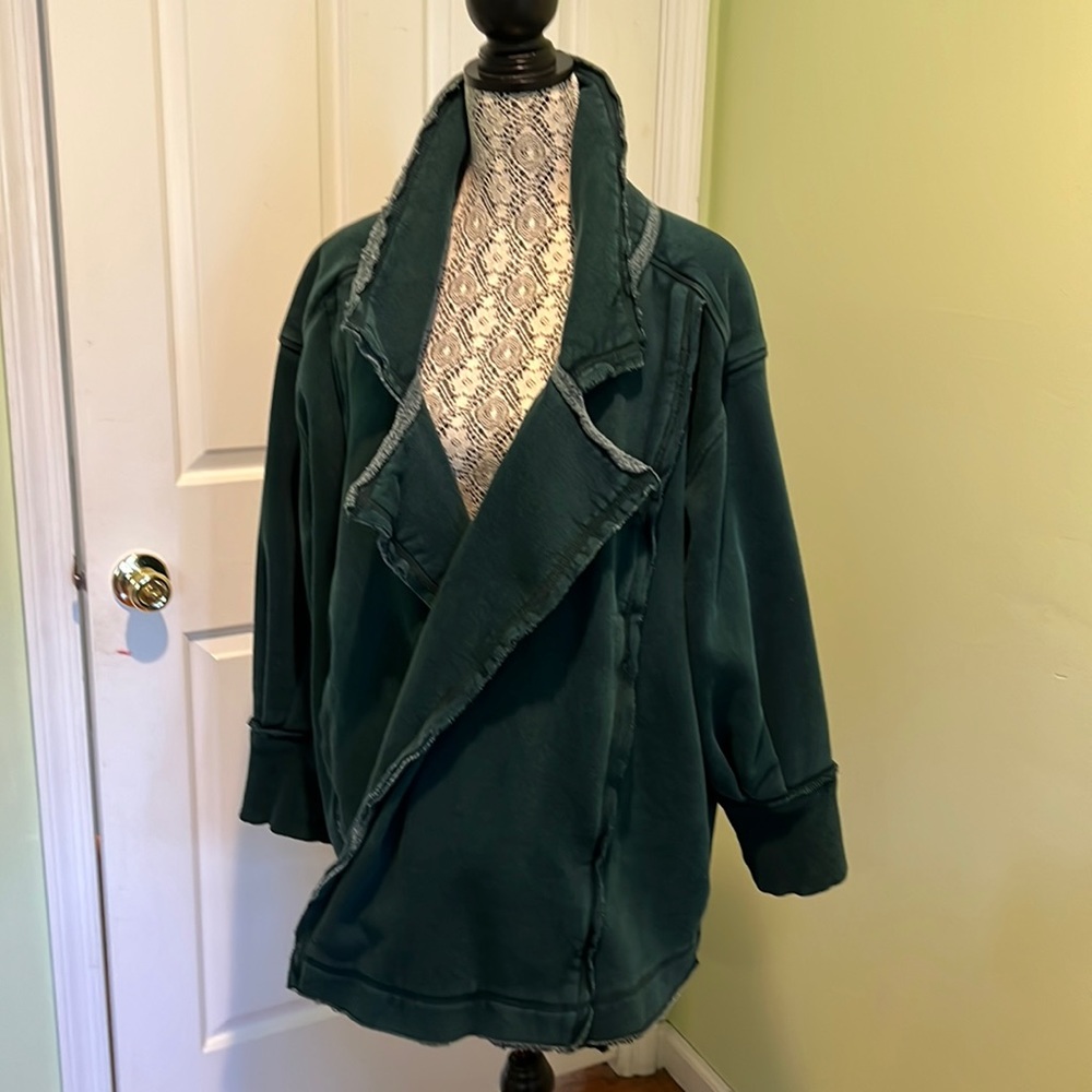 Free People, Sweatshirt material Jacket, Size S, dark green